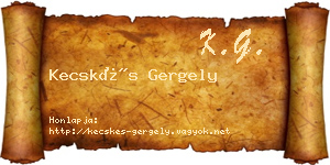 Kecskés Gergely névjegykártya